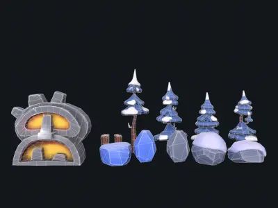 Stylized Pack environment Low-poly 3D model