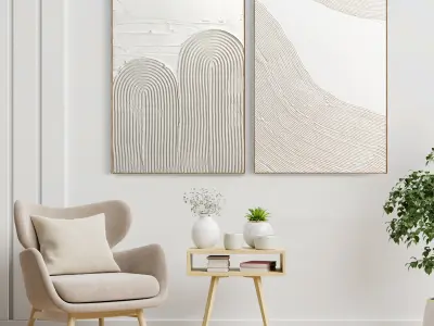 Plaster Two Photo Frame E-45 Low-poly 3D model