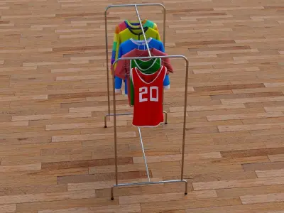 Textured Hanged Tshirts Cloth Rack 3D model