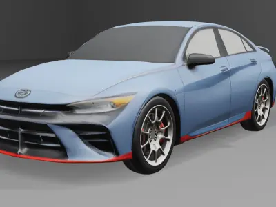 3D Model Hyundai Elantra 2021 Low Poly Car PBR Blender  Low-poly 3D model