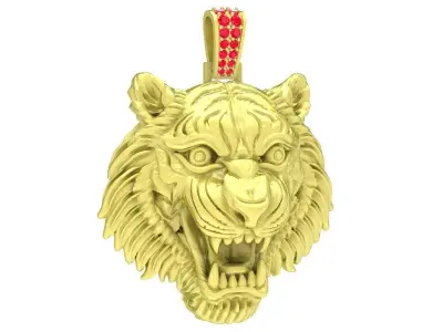 Tiger Head Pendant 3D Jewelry Model 02 3D print model