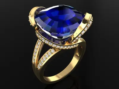 Gemstone rings - Square stone ring - Diamond rings 3D print model