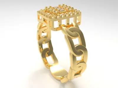 Chain jewellry ring 3D print model