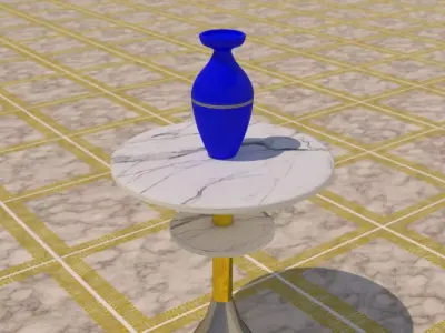 Side table with a vase Low-poly 3D model