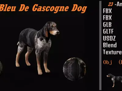 Grand Bleu De Gascogne Dog Low-poly 3D model