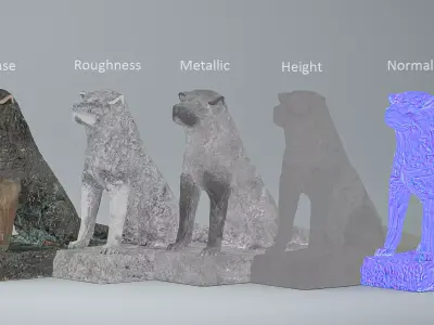 Hachiko Statue   High-Quality 3D Asset   PBR OBJ LODs Low-poly 3D model