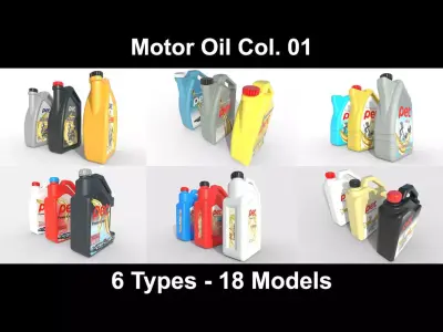 Motor Oil Bottle Collection 01 3D Model Pack