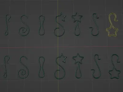 Jewelry and christmas ball hook set 3D mesh and svg 3D print model