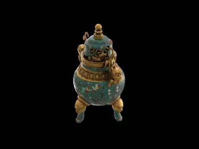 Chinese Cloisonne Enamel Tripod Censer 3D model