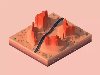 Cartoon Low Poly Monument Valley Landmark Low-poly 3D model