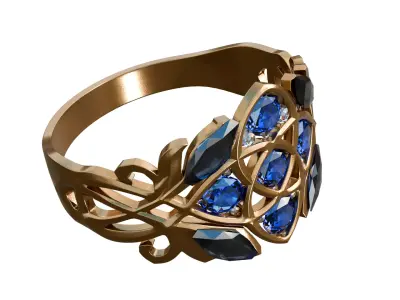 Blue Diamond Ring 3D model