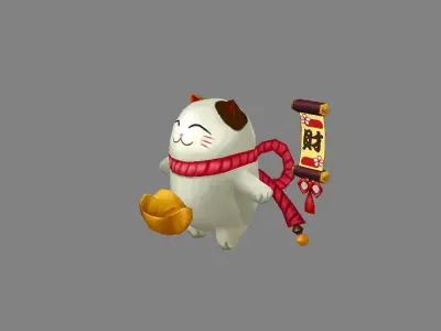 Cartoon Lucky cat Low-poly 3D model