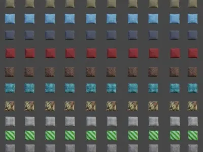 300 pillows collection  Low-poly 3D model