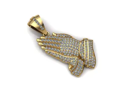 Praying Hands Pendant Jewelry Gold 3D print model