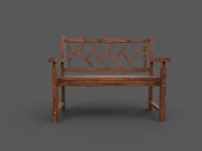Street Bench Pack 22 Low-poly 3D model