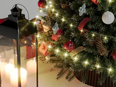 Realistic Christmas Tree with Decorations 3D Model 3D model