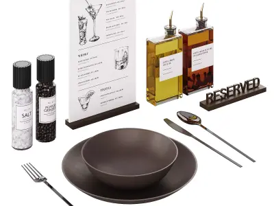 Restaurant Tableware for Bar or Steak House 3D model