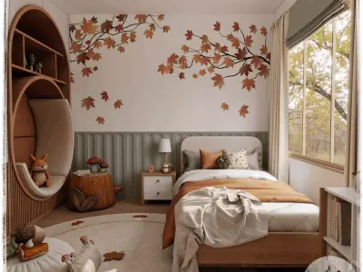 Autumn Kids Room Blender Scene 3D model