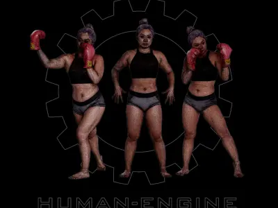 Violet A-pose with Boxing Poses Bundle 3D model