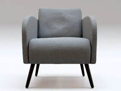 Gray Fabric Armchair 3D model