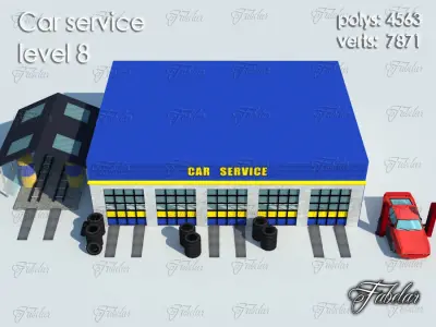 Car service level Low-poly 3D model