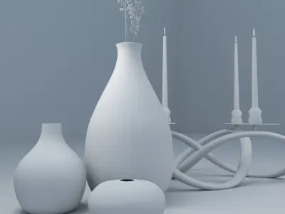 Vases and CandleHolder 3D model