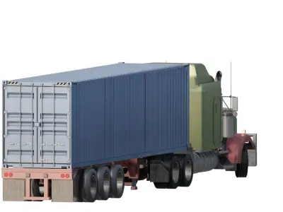 AMERICAN TRUCK WITH TRAILER 3D model