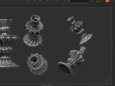 classic candlestick 3dprint  and low poly model PBR Low-poly 3D model