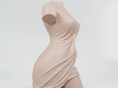 female wet drapery vase - Body plant pot  3D print model