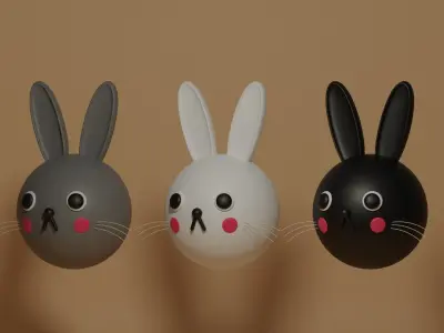 Cartoon Cute Bunny Rabbit Collection 3D model