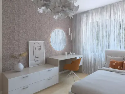  Cozy guest room in a renovated apartment 3D model