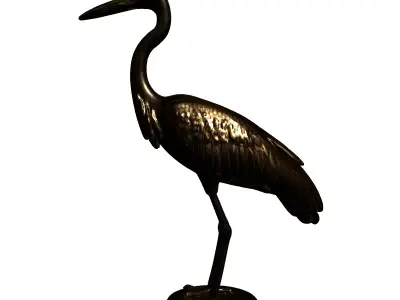 Golden Heron Bird Statue Decoration Low-poly 3D model
