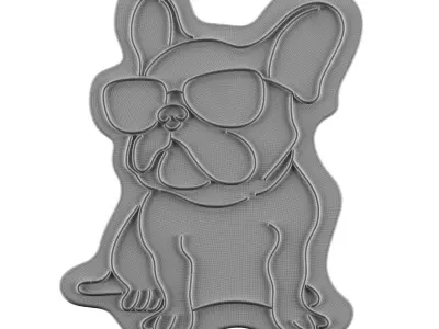 French Bulldog Glasses Neon Sign 3D model
