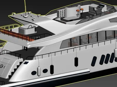  Luxury Yacht Watercraft 3D Model 3D model