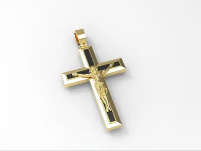 Elegance Pendant Jesus Cross With Enamel Fields 3D print model