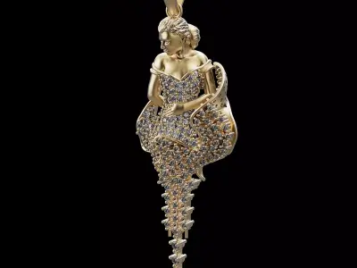 Woman pendant silver gold jewelry printable 3D model 3D print model