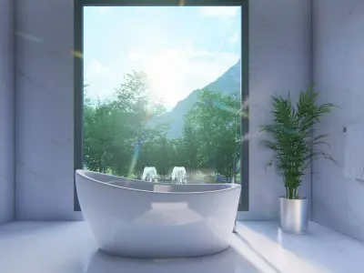 White and Gold Bathroom Interior Design Free 3D model