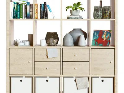 Ikea Kallax with decorative set 3D model