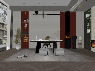 Office Workplace Interior Scene  3D model