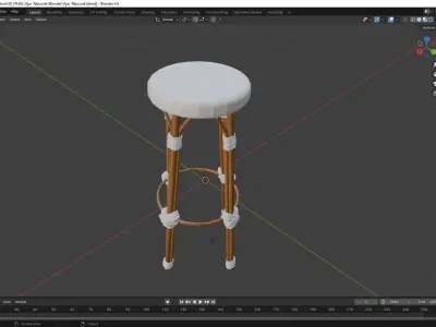 Embroidered Hand Made Stool Low-poly 3D model