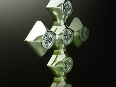 Cross silver with diamonds 3D print model