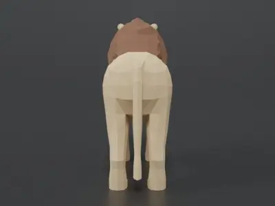 Low Poly Cartoon Male Lion Low-poly 3D model