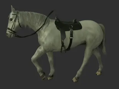 Horse with saddle Low-poly 3D model