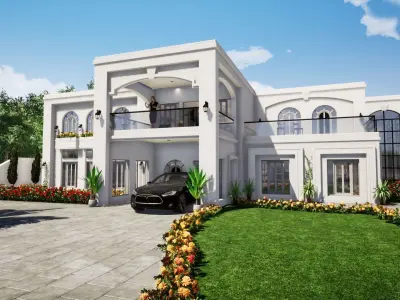 luxury villa house Low-poly 3D model