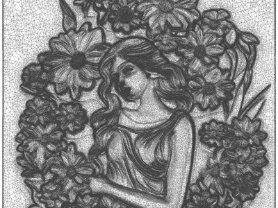Flower Girl CNC bas-relief 3Dmodel wallart 3D print model
