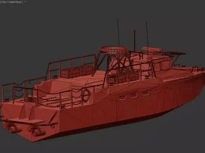 Riverine Patrol Boat with Camo Paint 3D Model 3D model