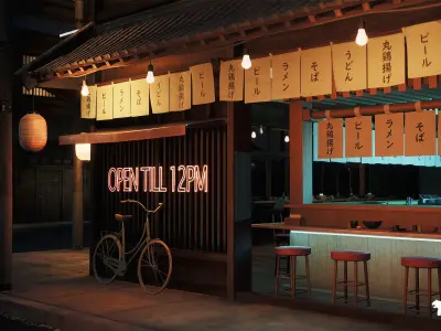 Ramen Restaurant Environment Low-poly 3D model