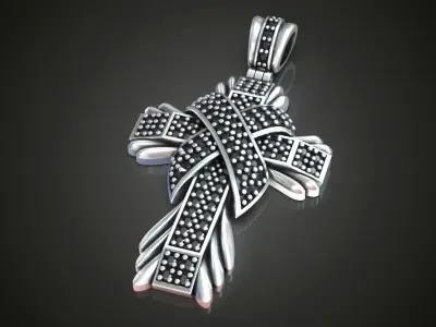 Cross gems two colored metal 3D print model