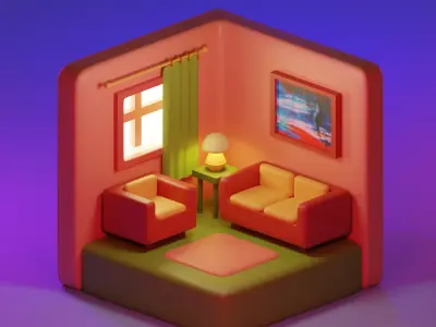 Isometric room Free low-poly 3D model