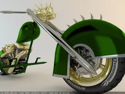 chrome engine chopper motorcycle 3D model
